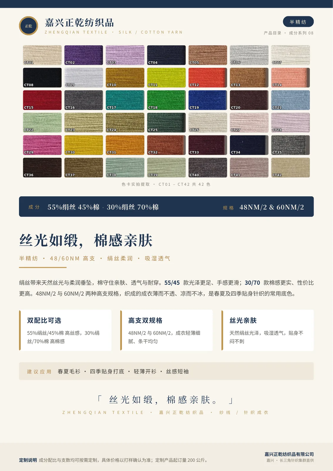 绢丝棉混纺(55/45 · 30/70)